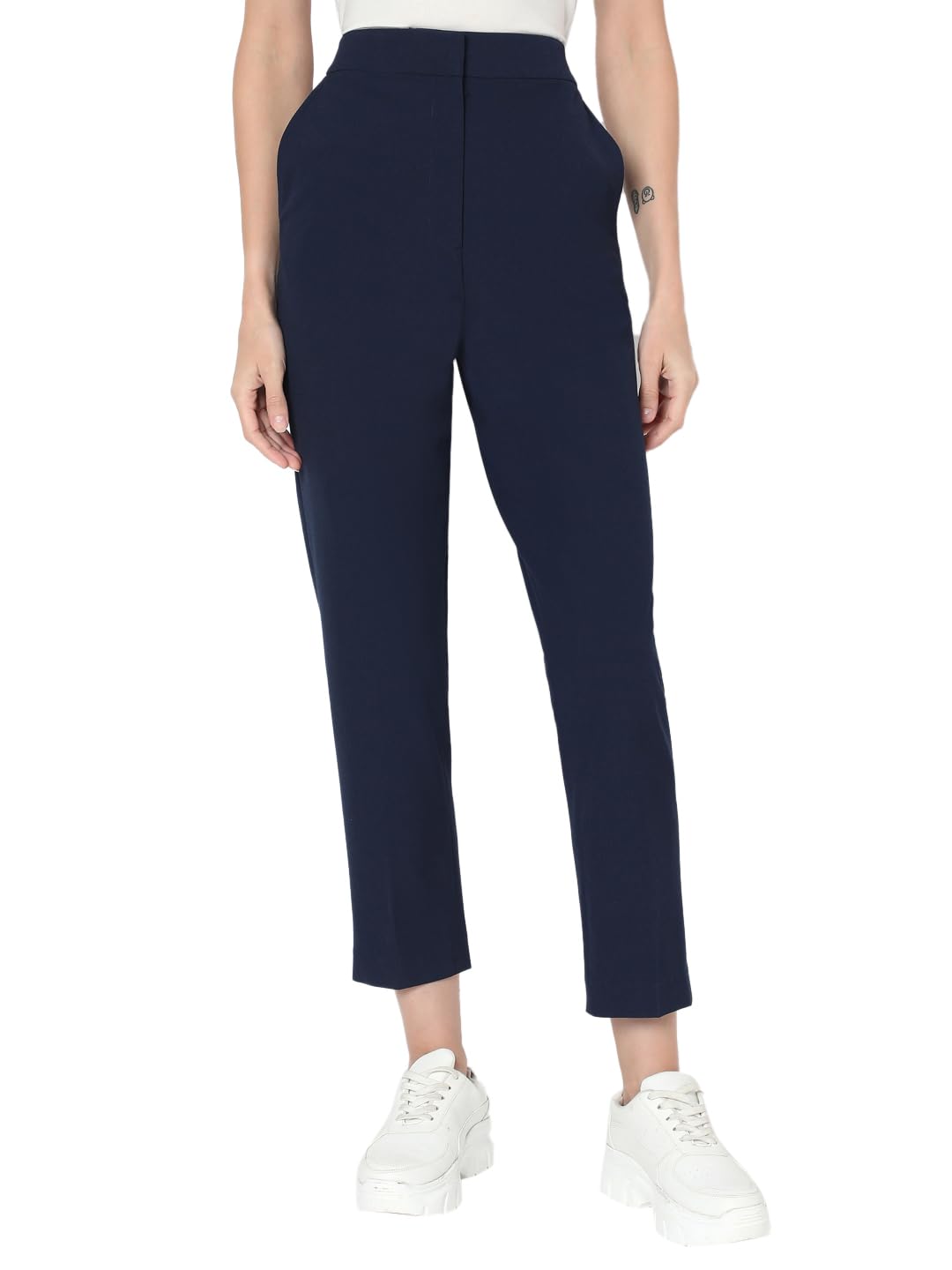 VERO MODA Womens Slim Fit High Rise Trouser Dark Navy
