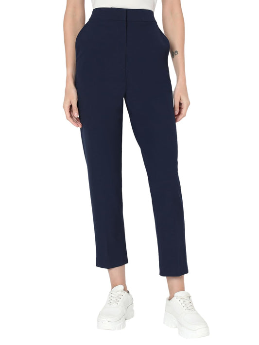 VERO MODA Womens Slim Fit High Rise Trouser Dark Navy