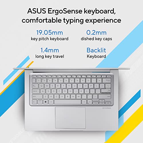 ASUS Vivobook 14, Intel Core i3 13th Gen 1315U, 8GB RAM, 512GB SSD, FHD 14", Windows 11, Office Home 2024, Cool Silver, 1.40kg, X1404VA-NK761WS, Intel UHD, M365 Basic (1Year)*, Backlit Keyboard Laptop