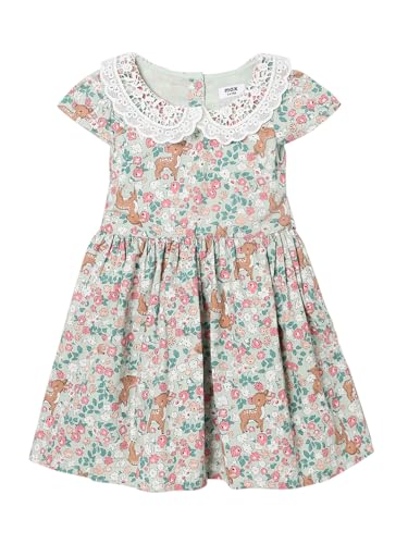 Max Girls Floral Print Dress(Green_2-3 Y)
