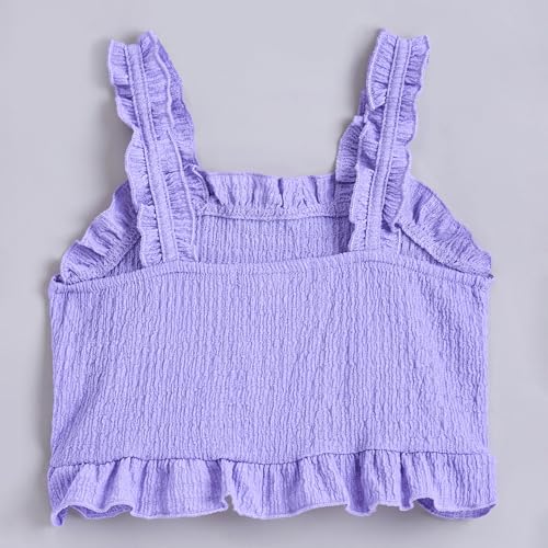 Hopscotch Girls Sleeveless Embellished Lavender Color Short set (3-4 Years)