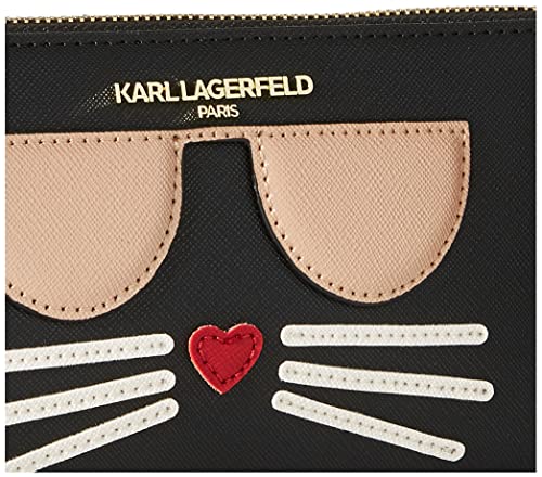 KARL LAGERFELD Womens Maybelle Zip WalletWallet, Black/Gold, One Size