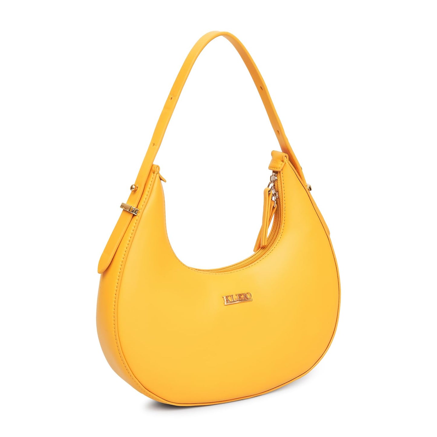 KLEIO Vegan Leather Half Moon Handbag for Women (Mustard)