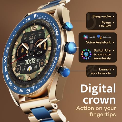 GOBOULT Mirage Smart Watch 1.39''HD Screen, Bluetooth Calling, IP67, Zinc Alloy Frame, 500 Nits Brightness, AI Voice Assistant, SpO2 Monitoring, 120+ Sports Mode (Amber Blue)