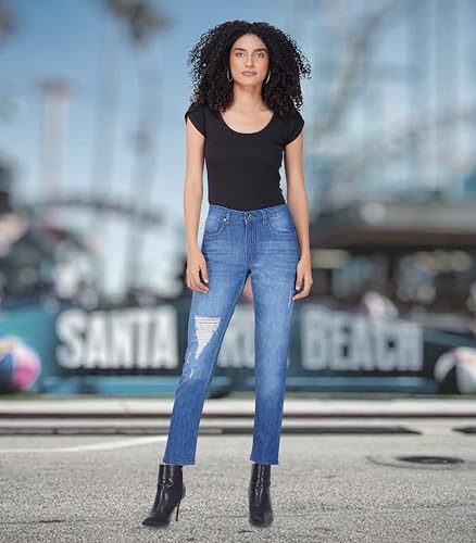 i'sol Women's Skinny High Rise Clean Look Stretchable Ankle Length Slim Fit Denim Jeans Light Blue