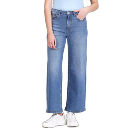 U.S. POLO ASSN. Women's High Rise Wide Leg Jeans (UWSS23JN007_Blue_30)
