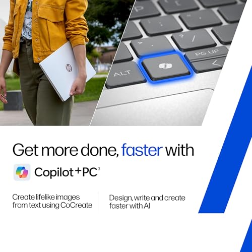 HP Omnibook 5 OLED (Previously Pavilion), Snapdragon X Processor 45 Tops (16GB LPDDR5x, 1TB SSD) 2K,16''/40.6cm, Win11, Office24, Silver, 1.59kg, fb0001QU, Multi-Day Battery AI Laptop