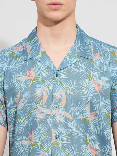 Being Human Teal Slim Fit Regular Collar Shirt for Men Clothing