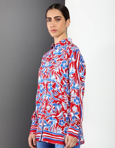 Tommy Hilfiger Women RED Floral Print Shirts (S)