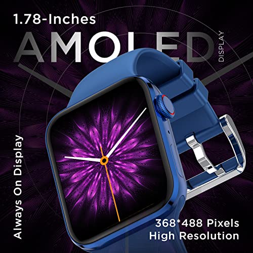 Fire-Boltt Visionary 1.78" AMOLED Bluetooth Calling Smartwatch with 368 * 448 Pixel Resolution, Rotating Crown & 60Hz Refresh Rate 100+ Sports Mode, TWS Connection, Voice Assistance (Blue)