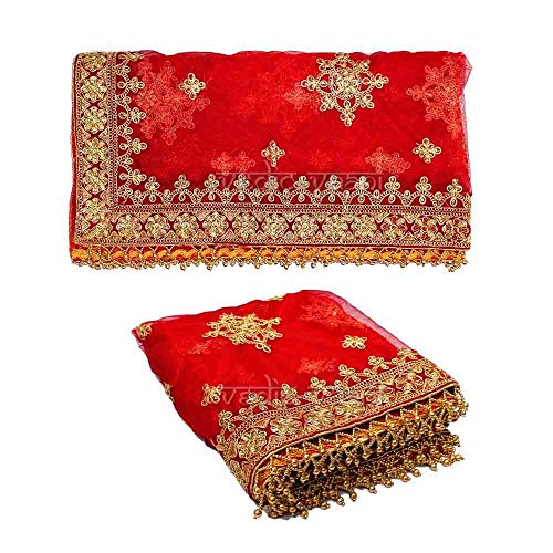 Vedic Vaani Net Cloth MATA Ki Chunri | Wedding Chunri | Devi Maa Chunri for Navratri Festival (1 Pcs)