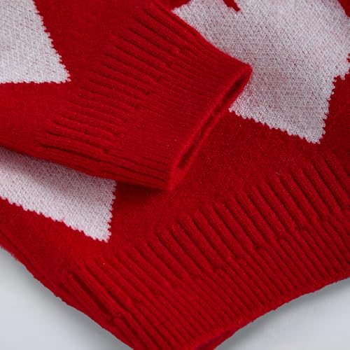 Hopscotch Girls Full Sleeves Red 2-Pc Heart Textured Sweater & Skirt For Age (2-3 Years)