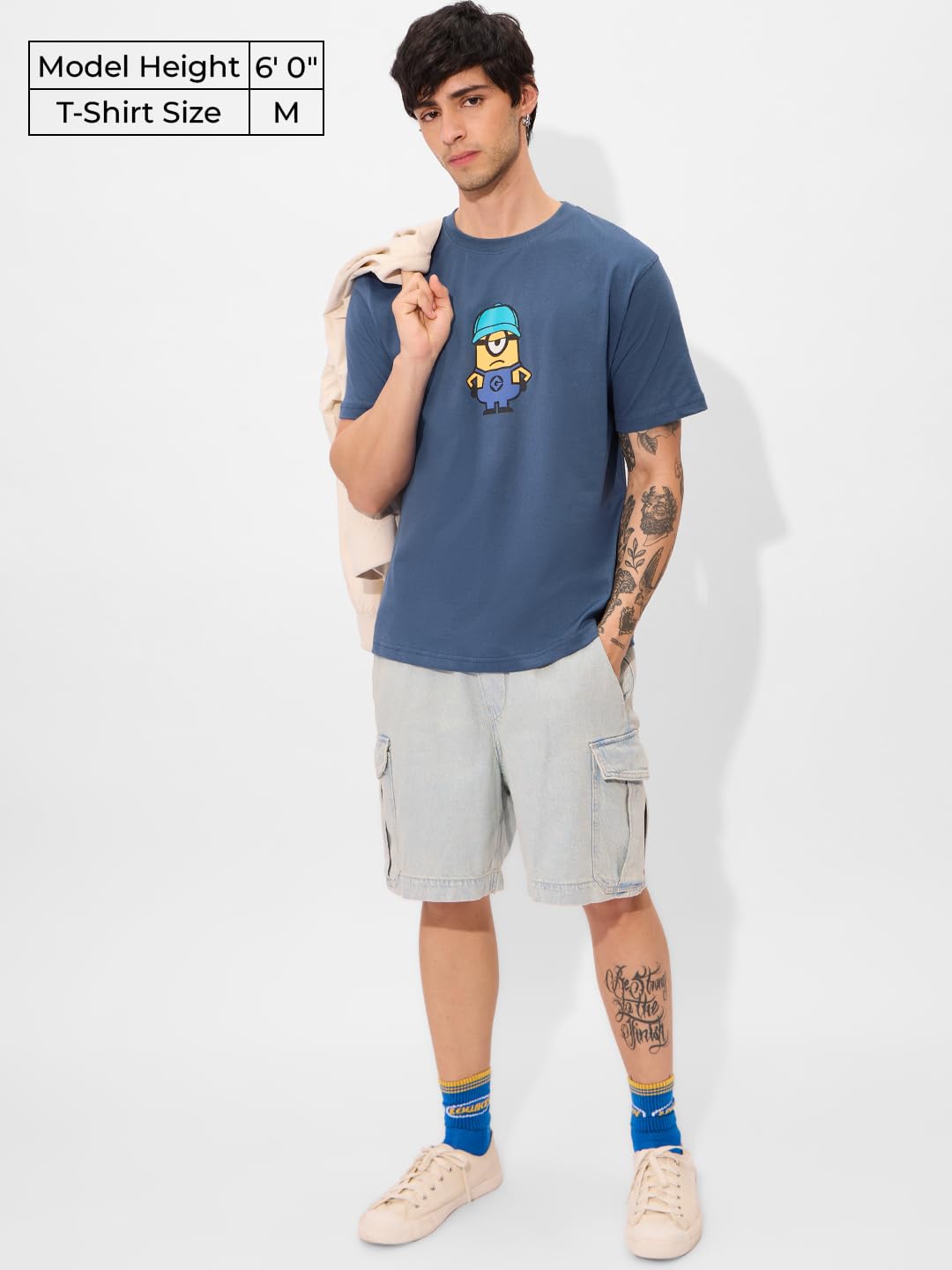 The Souled Store Official Minions Originals: I Love Gru Men and Boys Short Sleeve Round Neck Graphic Printed Regular Fit Cotton T-Shirts Blue