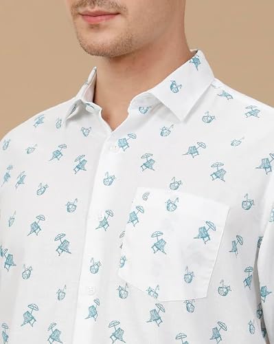 Cavallo by Linen Club Men's Stars Slim Fit Shirt White