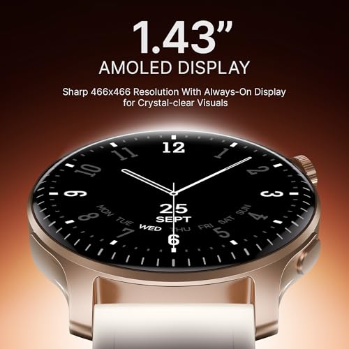boAt Ultima Prime smartwatch with 1.43” AMOLED Display, AOD, Personalized Fitness Nudges, Functional Crown,100+ Sports Modes, Create Your Own Watchface, smartwatch for man and Woman (Rose Gold)