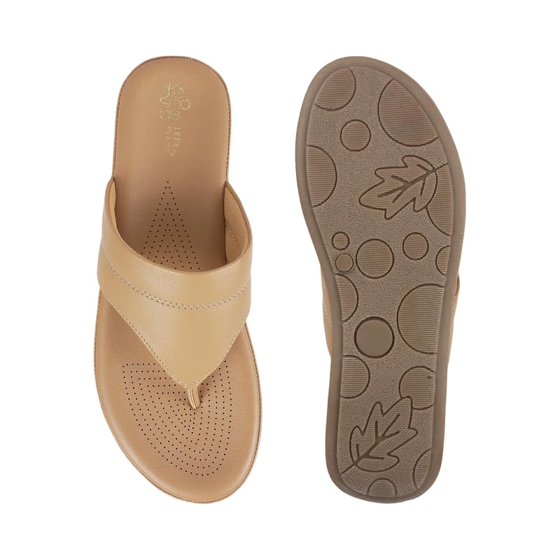 tresmode Softy Women's Beige Casual Vegan Friendly Flats | TPR Sole in Size 4 UK / 37 EU