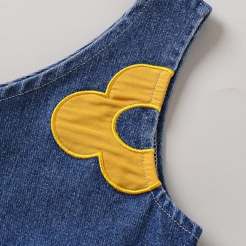 Hopscotch Girls Sleeveless White 2-Pc Floral Applique T-shirt & Skirt Dungaree For Age (6-7 Years)