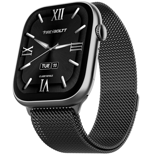 Fire-Boltt Ninja X Ring Smart Watch 1.96" Always On Display Bluetooth Calling, Voice Assistant, SpO2 & Heart Rate, 120+ Sports Modes, IP67 Waterproof Smartwatch for Men & Women - Black Mesh