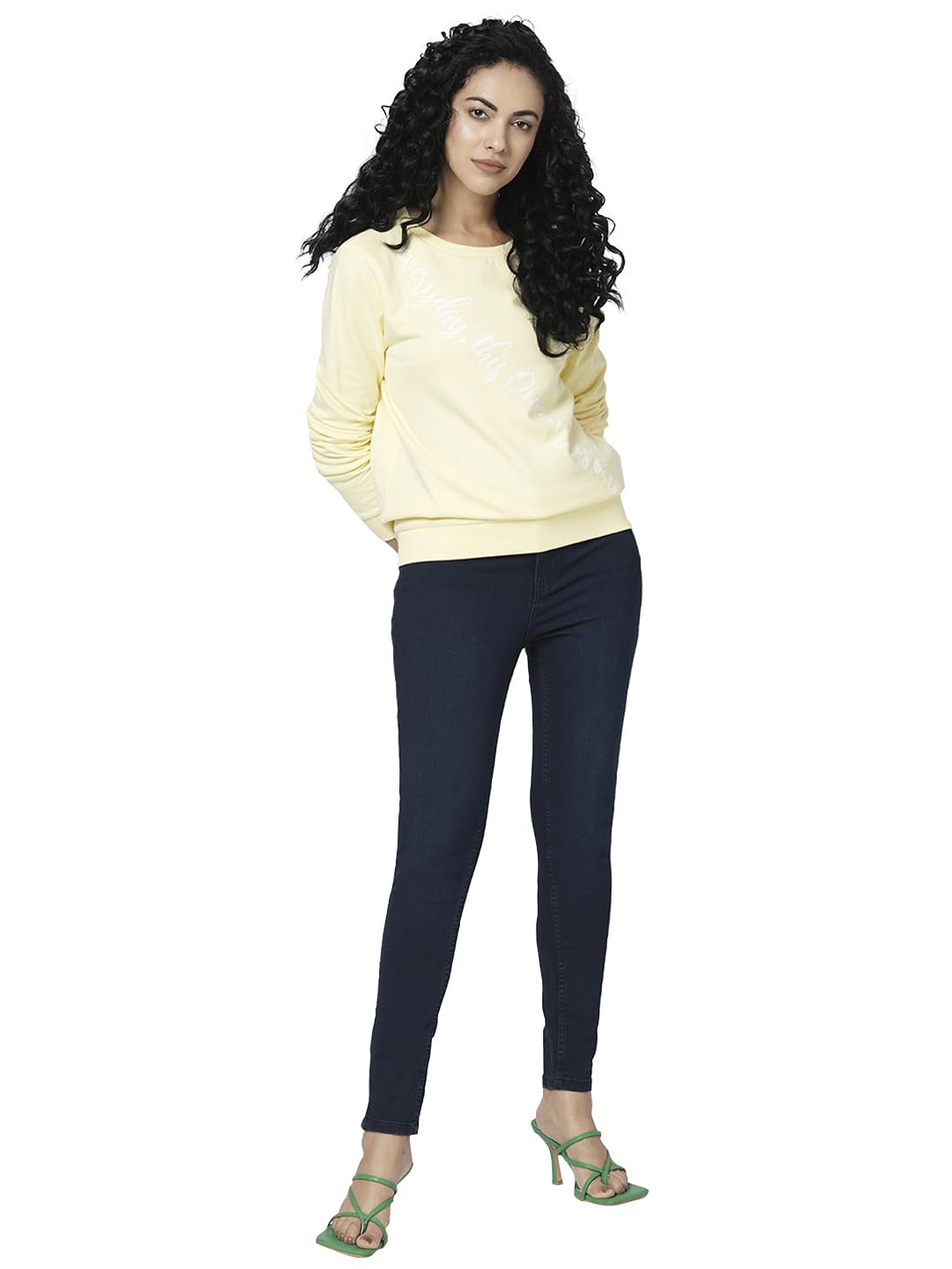 VERO MODA Women Solid Blue Cotton Skinny Fit Ankle Length High Rise Jeans