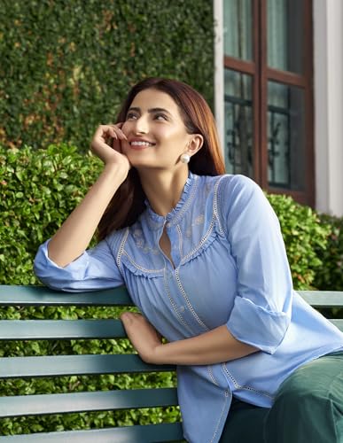 U.S. POLO ASSN. Embroidered Yoke Shirt (UWAW24SH149_Blue_M)