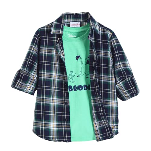 Hopscotch Boys Full Sleeves Black Lion King Cotton Shirt with T-Shirt for Ages (2-3 Years)