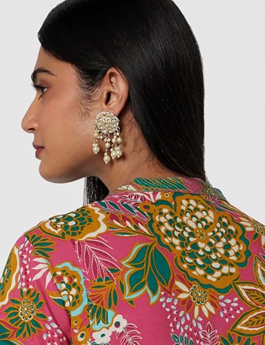 BIBA Women Printed Straight Calf Length Mix and Match Dress(Casual D2162_Fuchsia_40), 2XL