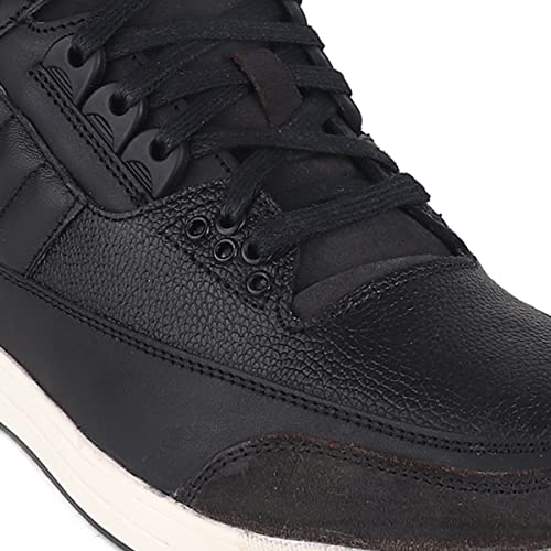 Red Chief Genuine Leather High Ankle Casual Sneakers for Men | Stylish & Comfortable Shoes | Black | RC3891