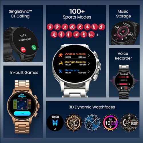 Fastrack Marvellous FX2 1.54" Super AMOLED Smart Watch with SpO2, Sleep Monitor, BT Calling, Metal Body, Voice Assistant, 100+ Sports Modes – Smartwatch for Professionals (Rose Gold)