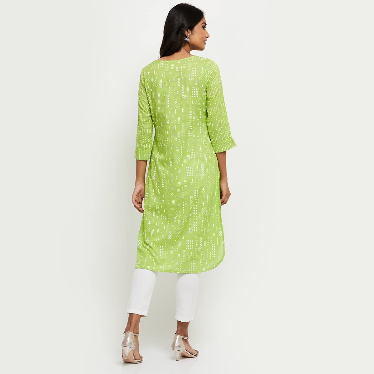 Max Women's Cotton Straight Kurta (AEAMSP20PI21GREEN-XL_Green_XL)