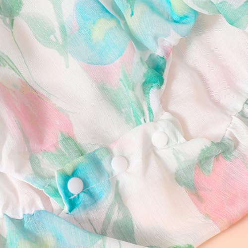 Hopscotch Girls Sleeveless White Watercolor Floral Bodysuit For Ages (9-12 Months)