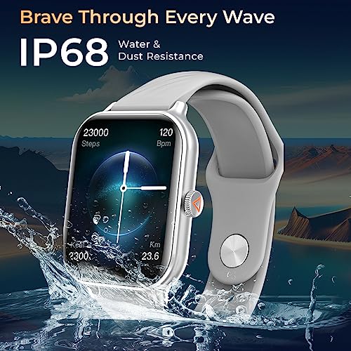 beatXP Unbound Nova 1.96” AMOLED Bluetooth Calling Smart Watch, Rotary Crown, 410 * 502 px, 500 Nits, 60Hz Refresh Rate, Always On Display, 100+ Sports Modes, 24x7 Health Monitoring, IP68 (Silver)