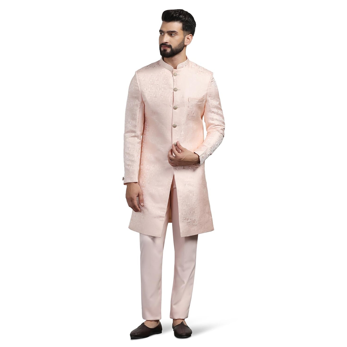 TAHVO Men Peach Sherwani L Size