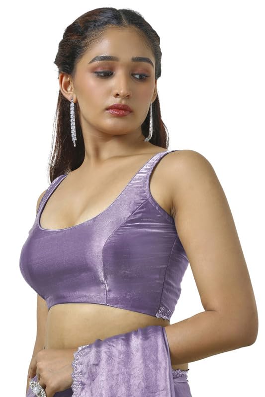 Soch Womens Lavender Tissue Saree With Stone Work