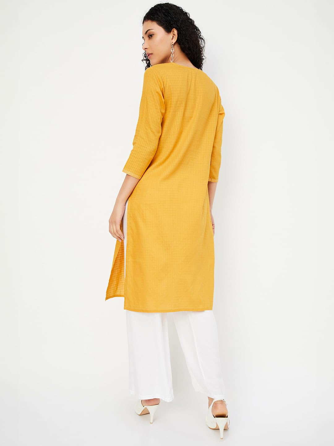 Max Women's Cotton Blend Regular Kurta (MAEKSP25AR_Mustard
