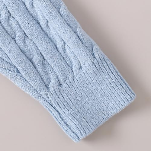 Hopscotch Girls Full Sleeves Blue 2-Pc Cable Knit Skirt Set (18-24 Months)