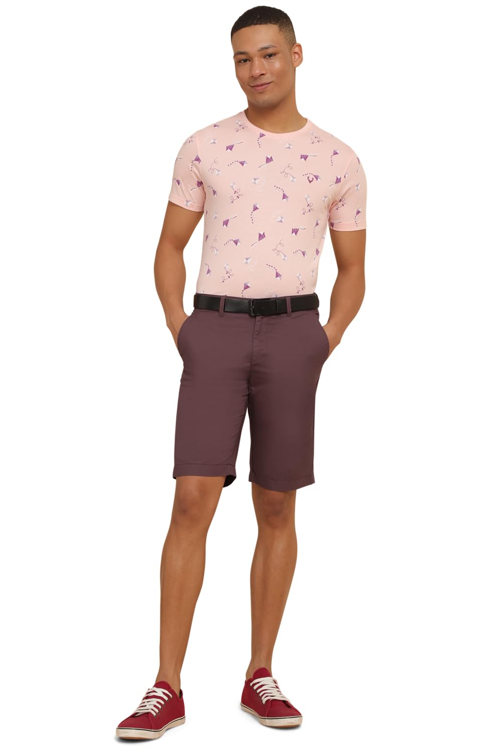 Allen Solly Men Maroon Solid Slim Fit Shorts