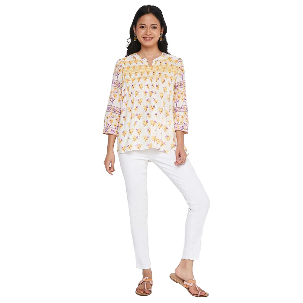 global desi Women's Regular T-Shirt (SS22GH121TPVSC_Off White S)