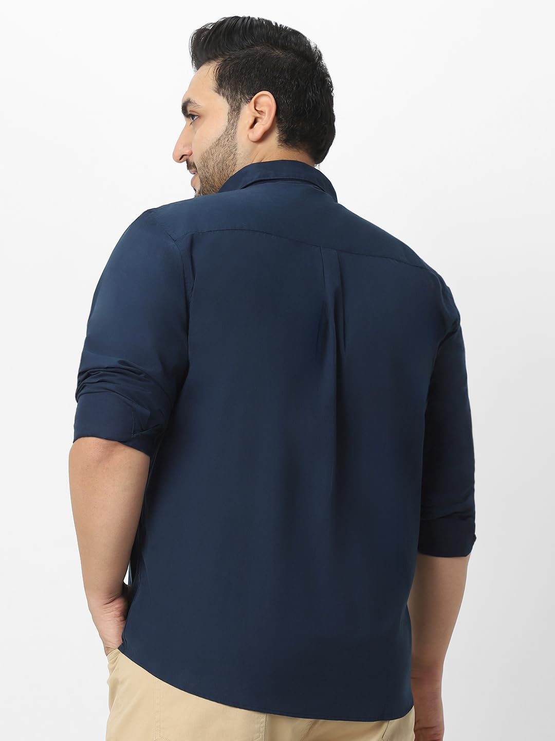 Urbano Plus Men's Navy Cotton Full Sleeve Regular Fit Casual Solid Shirt (plusshirtsolregp-01-navy-5xl)