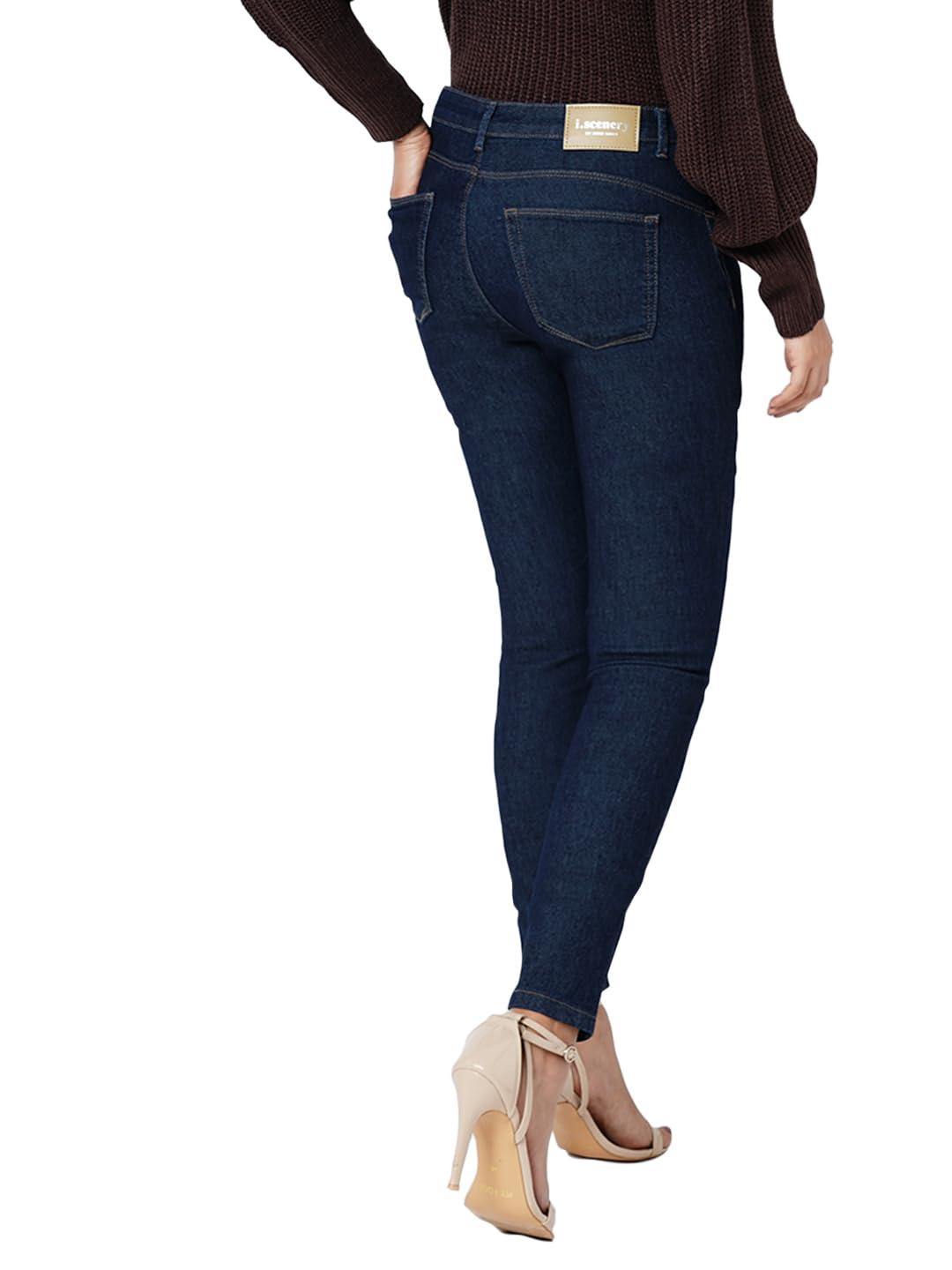 VERO MODA Women Solid Dark Blue Cotton Skinny Fit Ankle Length High Rise Jeans