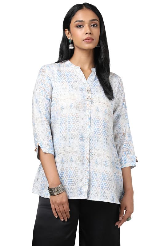 Soch Womens Cream Linen Ethnic Motifs Tunic