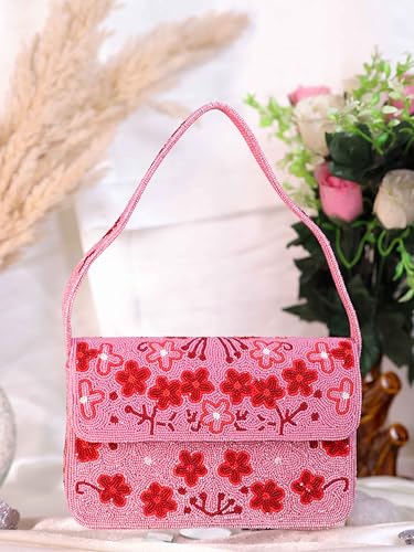 SWISNI Women's Western Beaded Bag – Trendy Handcrafted Clutch with Beaded Embellishments, Ideal for Parties, Cocktails & Evening Outfits