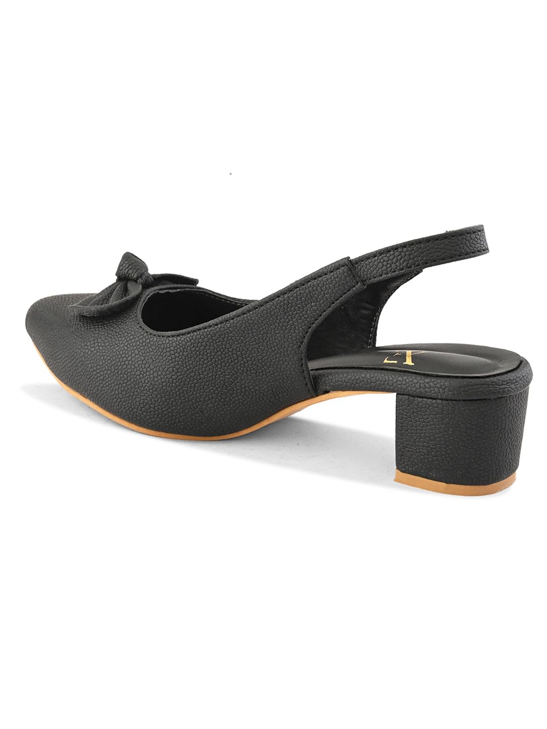 XE Looks Black Slingback Heels | Pointed-Toe Design | Comfortable & Stylish Cushioned Footbed Heels For Girl & Women