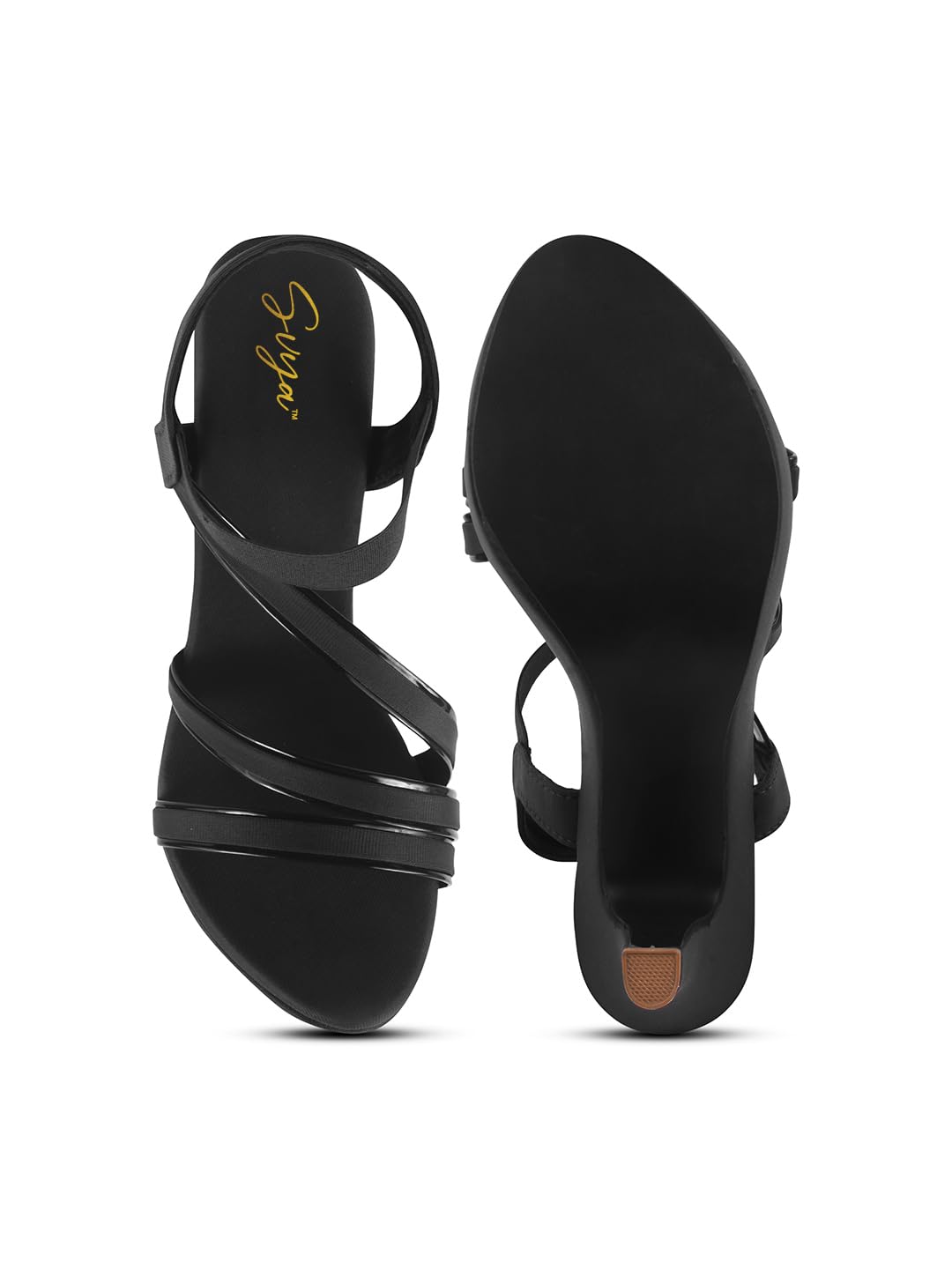 SVYA, Comfortable Heel Sandals for Women and Girl. (Black, UK Footwear Size System, Adult, Women, Numeric, Medium, 3)