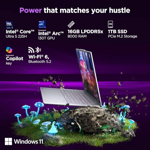 Lenovo IdeaPad 5 2-in-1 Intel Core Ultra 5 225H (16GB RAM/1TB SSD/14 (35.5cm)/WUXGA IPS/AI PC/Windows 11/Office Home 2024/Lenovo Digital Pen 2/1Yr ADP/Grey/1.6Kg), 83KR000HIN Convertible Laptop