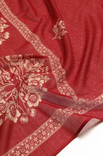 Soch Womens Maroon Cotton Digital Printed Botanical Appliqué Salwar Suit