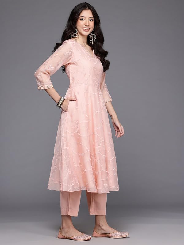 Ahalyaa Women's Polyester Kurta Set (AHKUPNDU-COMBO-1124_Pink