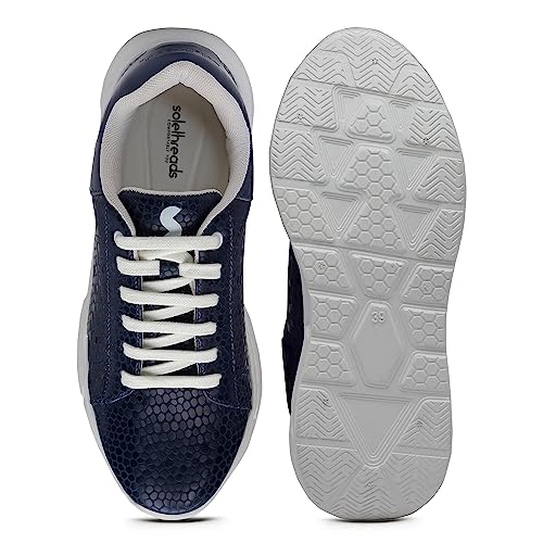 SOLETHREADS Gator | Casual Sneaker Lightweight Cushioned Lace-up Shoes for Women | Blue | 8UK
