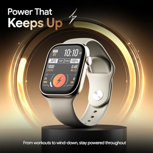 Fire-Boltt Ninja X Ring Smart Watch 1.96" Always On Display Bluetooth Calling, Voice Assistant, SpO2 & Heart Rate, 120+ Sports Modes, IP67 Waterproof Smartwatch for Men & Women - Champagne