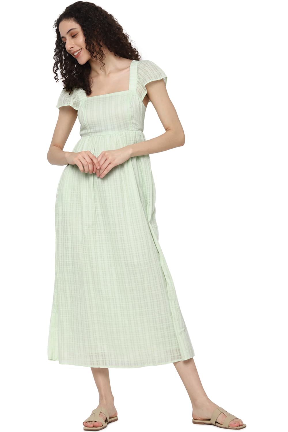 American Eagle Women's Cotton A-Line Mini Dress (WEC0397338313_Green_S)