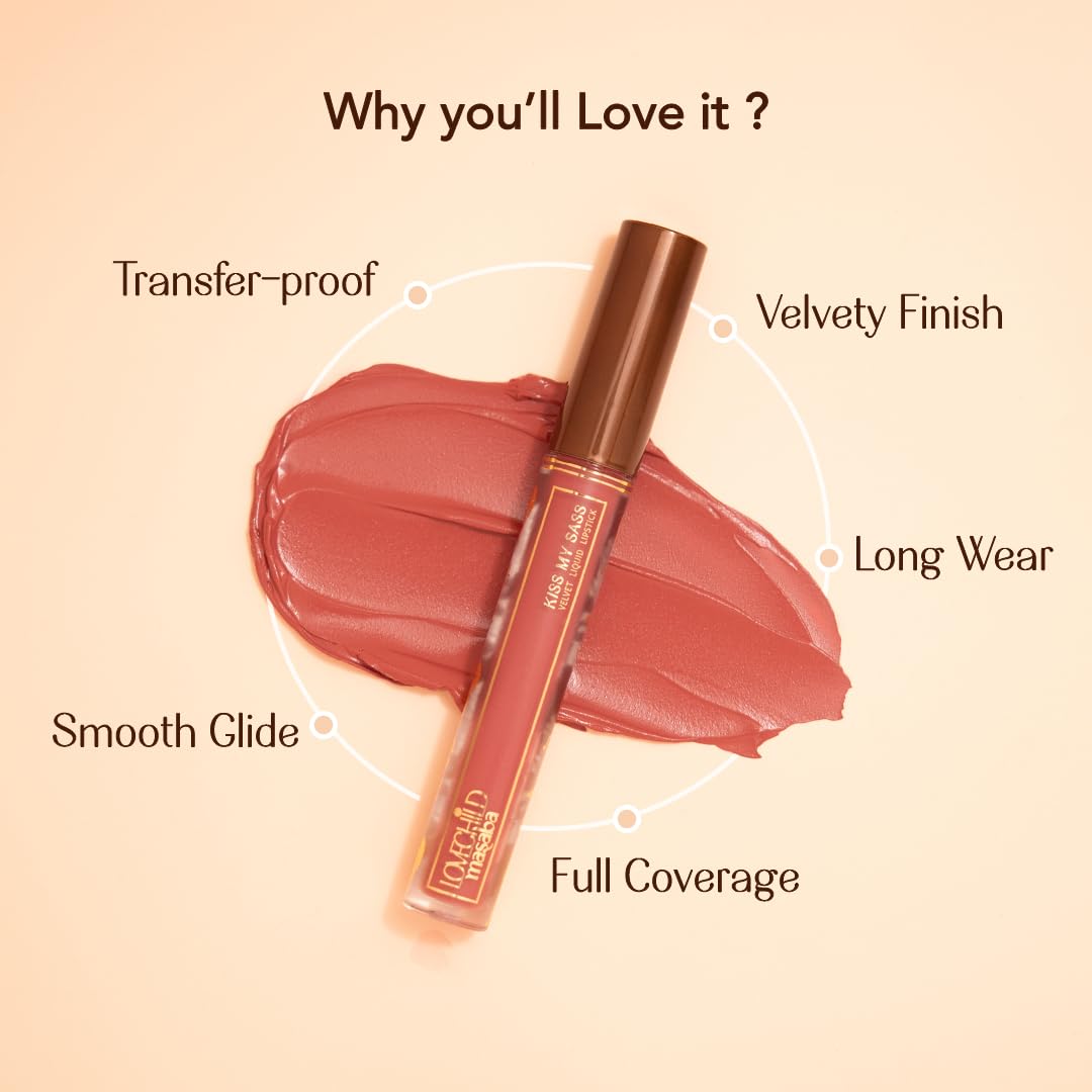 LoveChild Masaba Kiss My Sass Velvet Matte Lipstick (Mauve), Intense Color, Transfer-Proof, Hydrating with Hyaluronic Acid, Long-Lasting & Lightweight, Smooth Glide Formula, SIMP 3.5ml